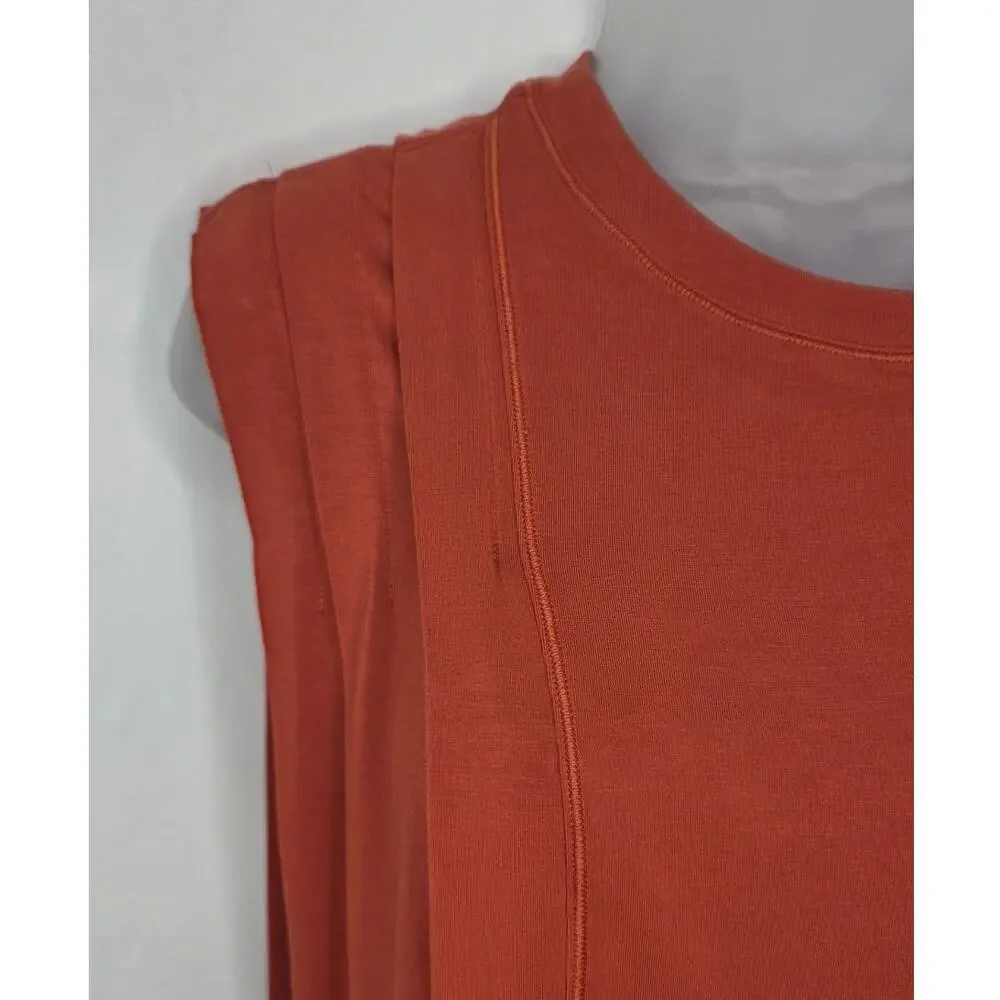 lululemon Modal Pleated Shoulder Tank Top W1DJMS Orange Sleeveless Yoga Studio